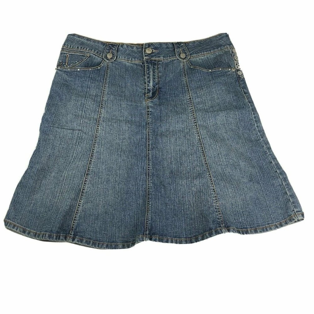 Rewind Size 15 Womens Junior embroidered rhinestones back flap pockets